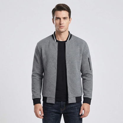 Full-Zip Textured Grid Cardigan - Mitchell