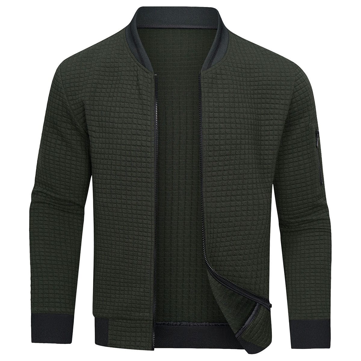 Full-Zip Textured Grid Cardigan - Mitchell