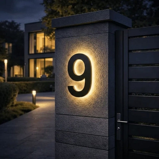 Backlit LED House Number Sign - Modern Illuminated Entrance Plaque 1
