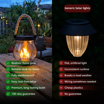 Solar Lantern Outdoor Light with Flickering Flame Effect 2