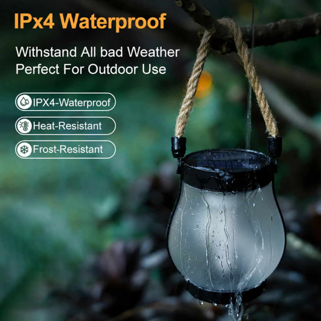 Solar Lantern Outdoor Light with Flickering Flame Effect 5