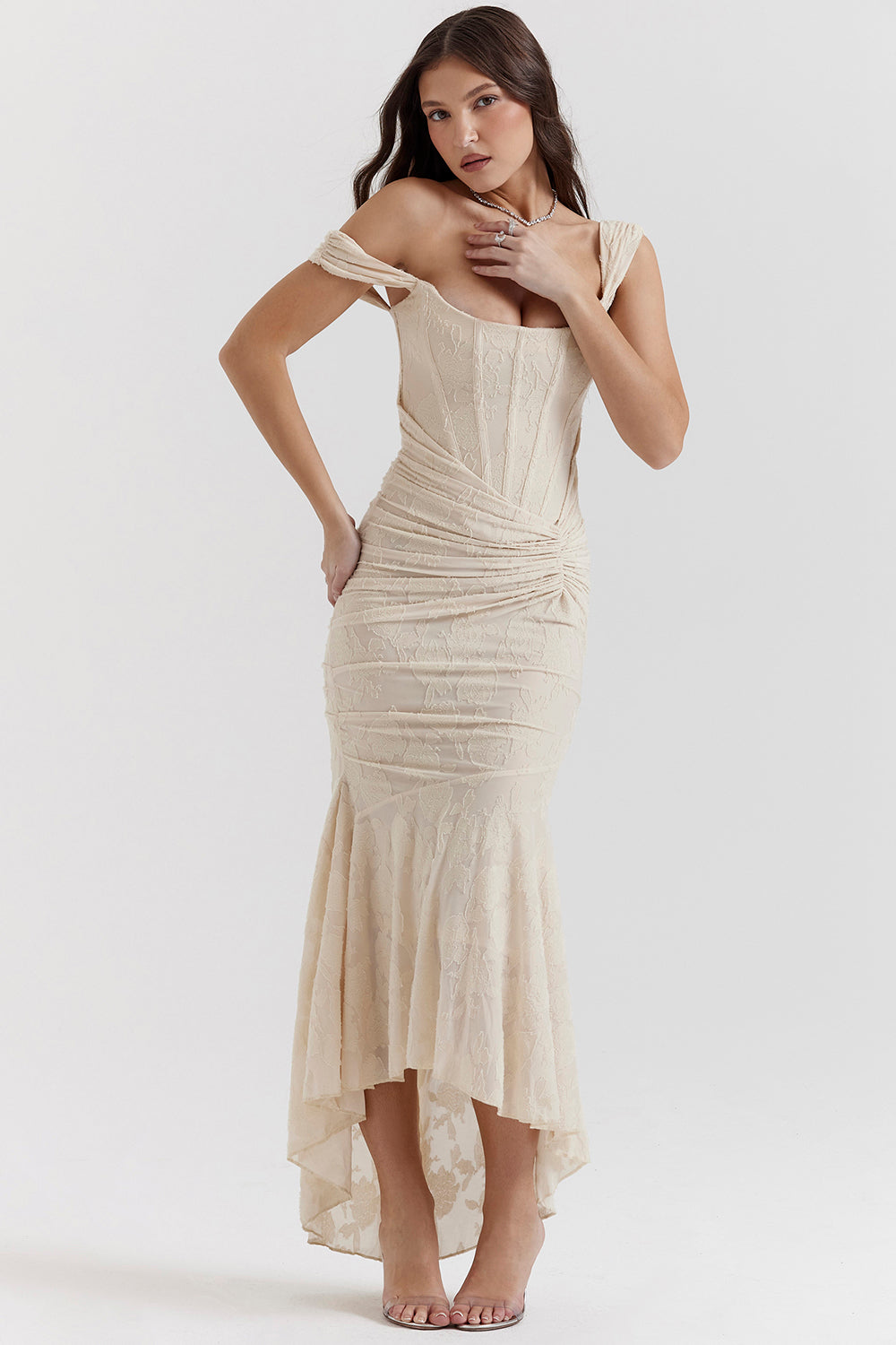 Gerafftes Schulterfreies Kleid - Linda