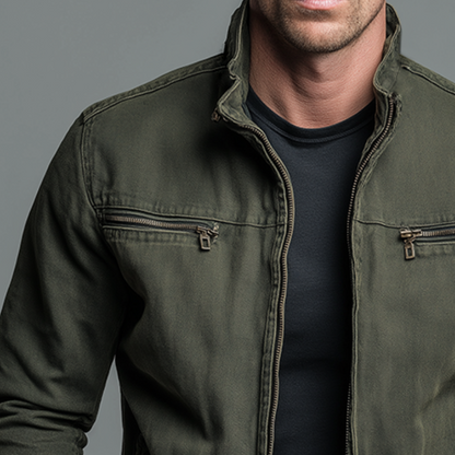 Men's Vintage Zip Jacket - Stand-Collar Autumn Winter Layer 2
