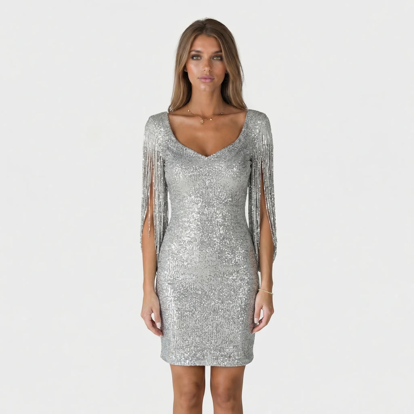 Glamorous Evening And Party Dress With A V-Neck - Loreen