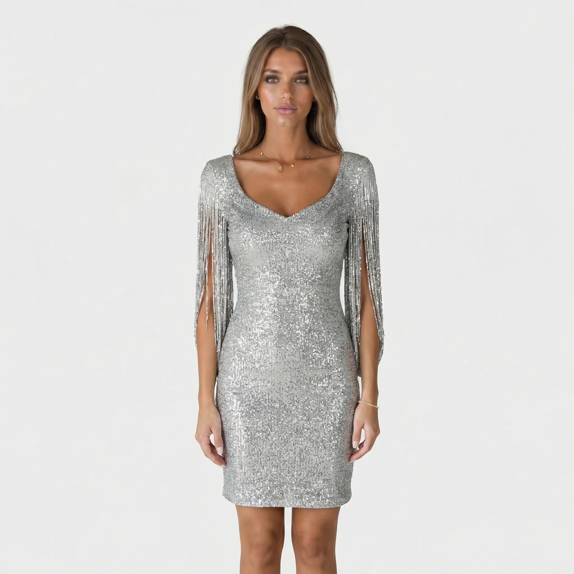 Glamorous Evening And Party Dress With A V-Neck - Loreen