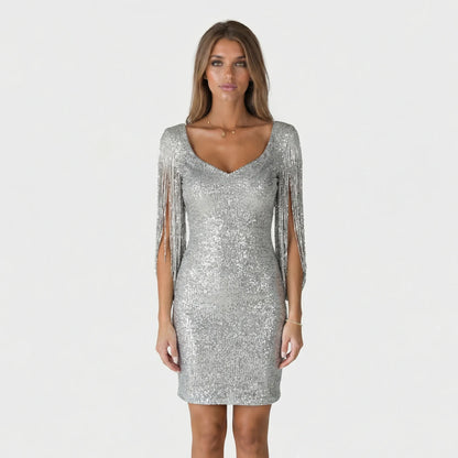 Glamorous Evening And Party Dress With A V-Neck - Loreen