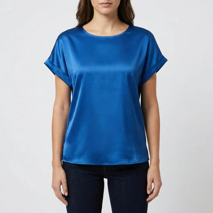 Glossy Short-Sleeve Relaxed Top - Natasha