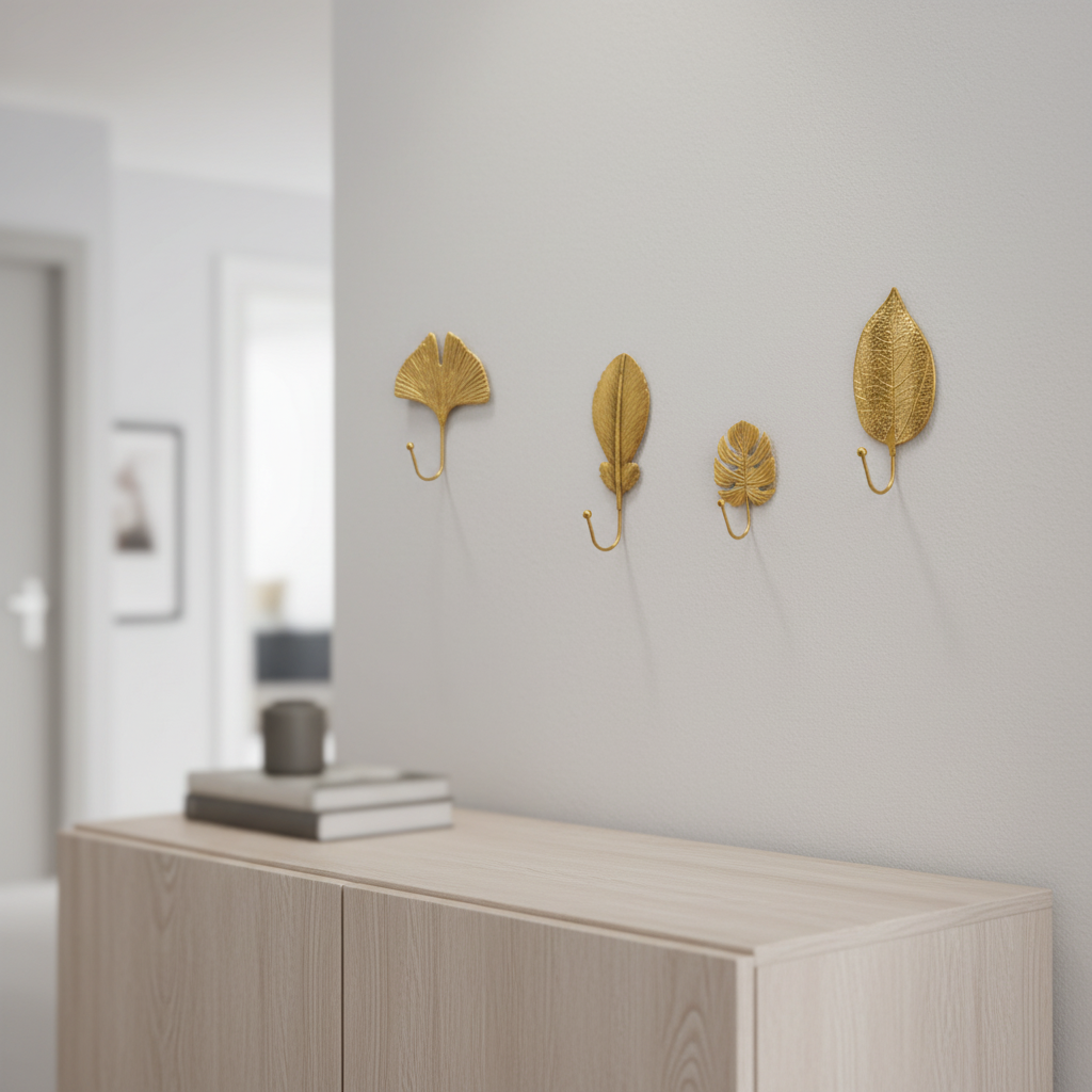 Goldfarbener Gusseisen Wandhaken - Leafora