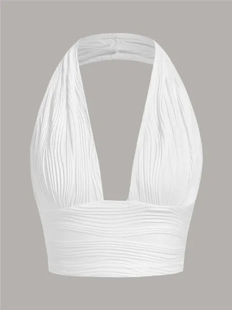 Low-cut halter-neck top with open back – Liora