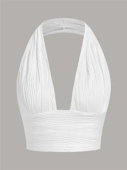 Low-cut halter-neck top with open back – Liora