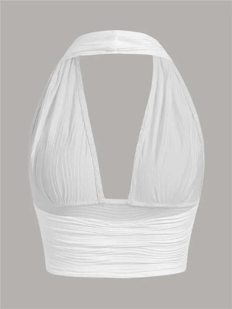 Low-cut halter-neck top with open back – Liora