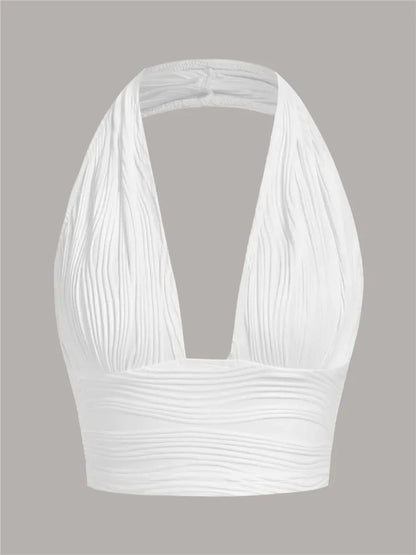 Low-cut halter-neck top with open back – Liora