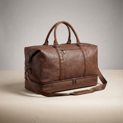 Grote Leren Weekend Tas - Voyagely