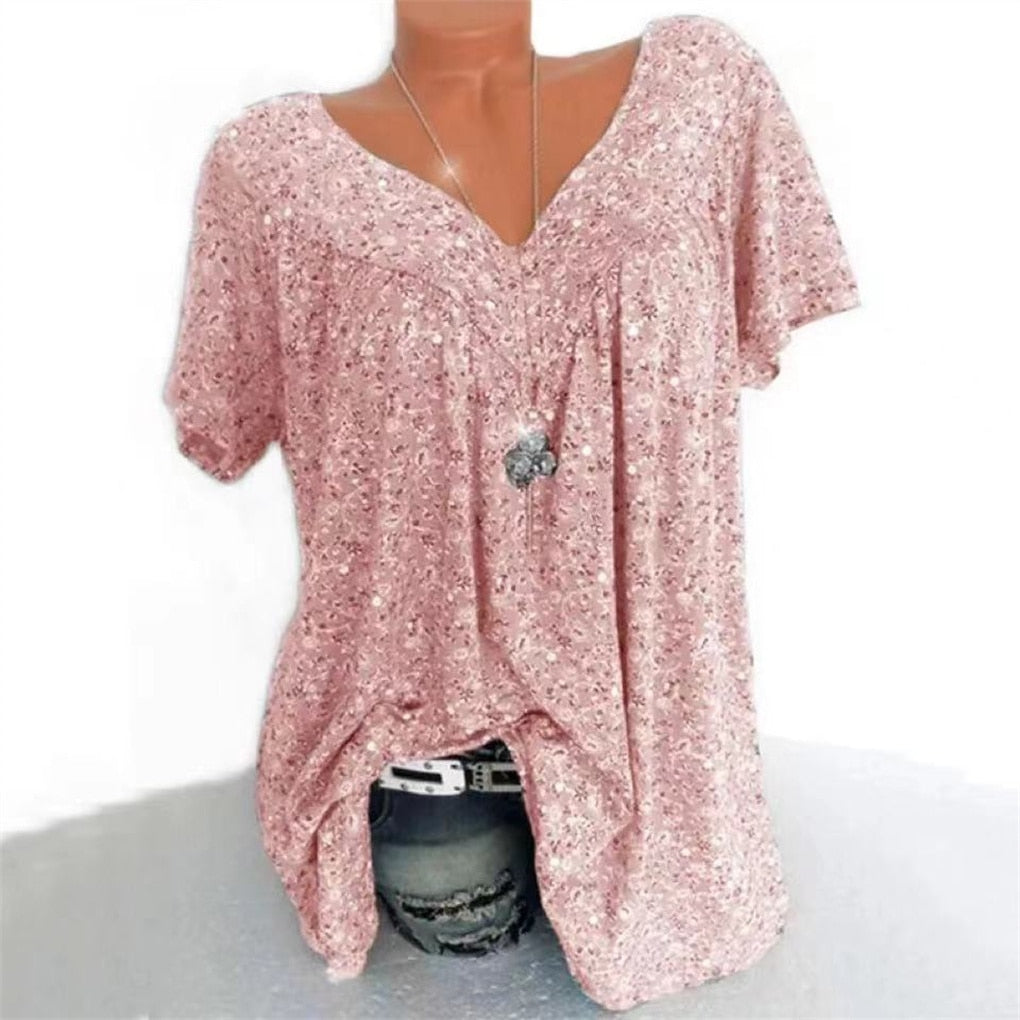 Ladies Boho Summer Blouse with Floral Print - Celeste