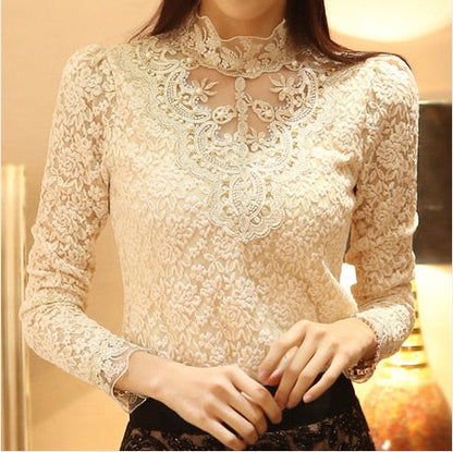 Ladies' blouse with autumnal embroidered lace – Elisabeth