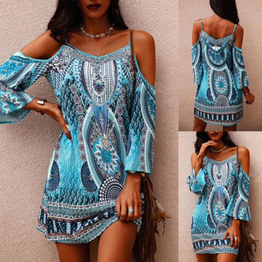 Strapless summer dress with ethnic print – Eliana