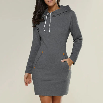 Hooded sweatshirt dress with pockets – Isabella