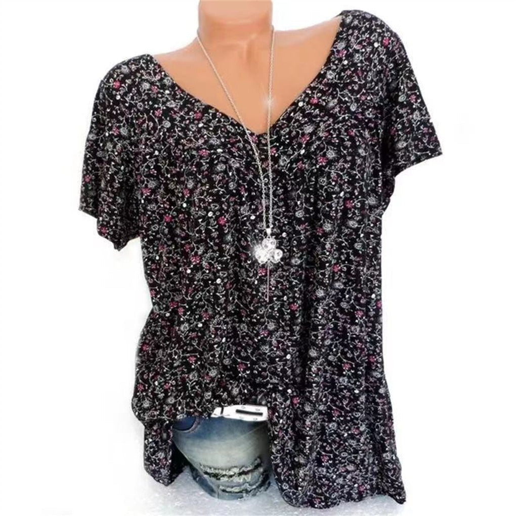 Ladies Boho Summer Blouse with Floral Print - Celeste