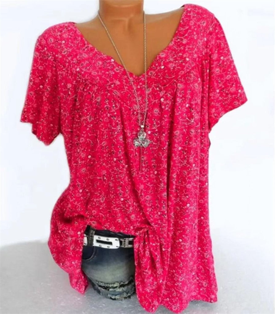Ladies Boho Summer Blouse with Floral Print - Celeste