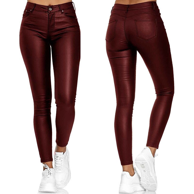 Leather stretch trousers with a high waist - Raffaela