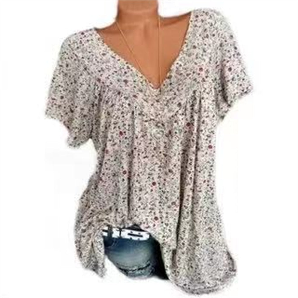 Ladies Boho Summer Blouse with Floral Print - Celeste
