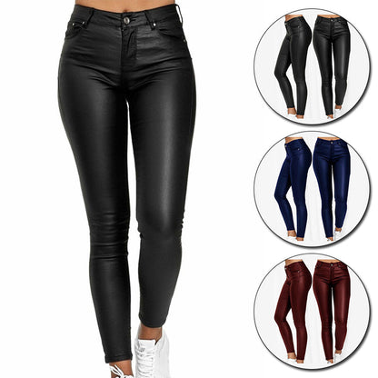 Leather stretch trousers with a high waist - Raffaela