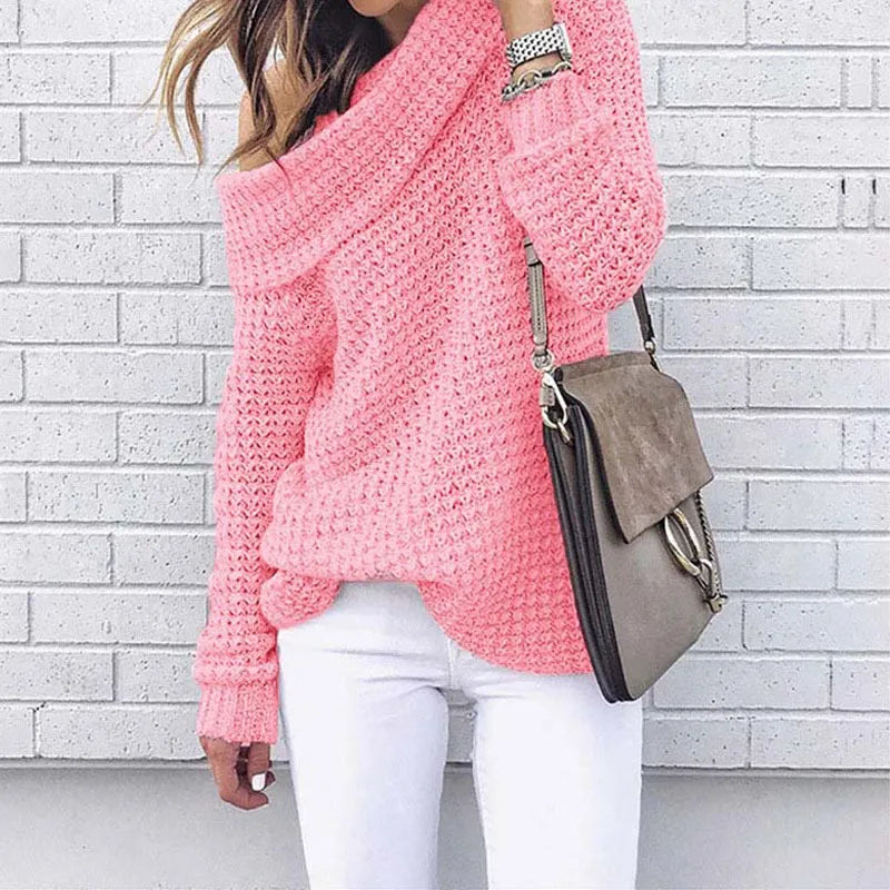 Ladies Off-Shoulder Knitted Sweater – Selina