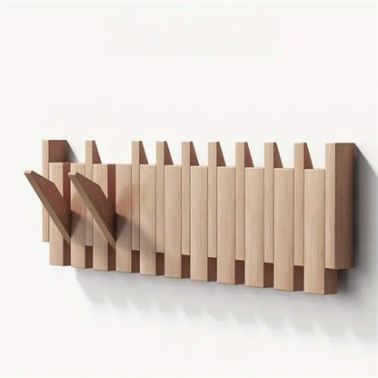 Wooden Wall Coat Rack – Foldable Hooks with Minimalist Design 1