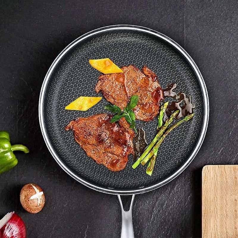 Stainless steel frying pan with non-stick pixel technology – Novyra
