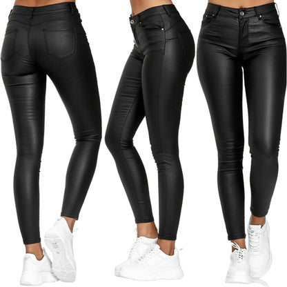 Leather stretch trousers with a high waist - Raffaela