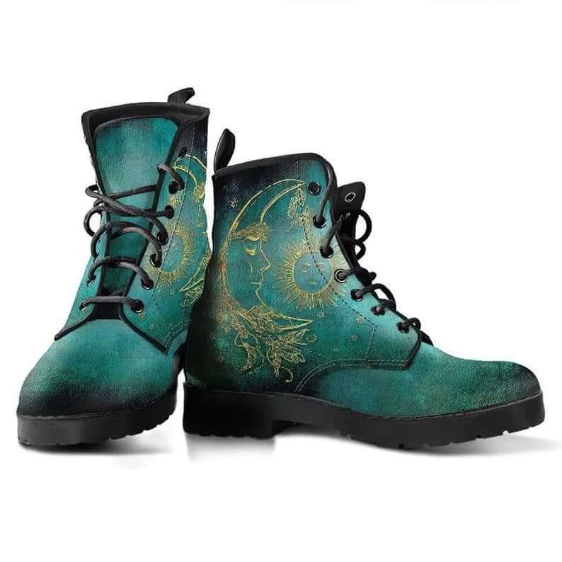 Ladies' ankle boots with autumn leaves and moon motif – Selene