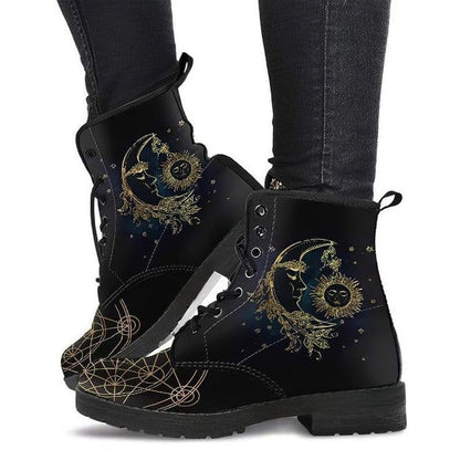 Ladies' ankle boots with autumn leaves and moon motif – Selene
