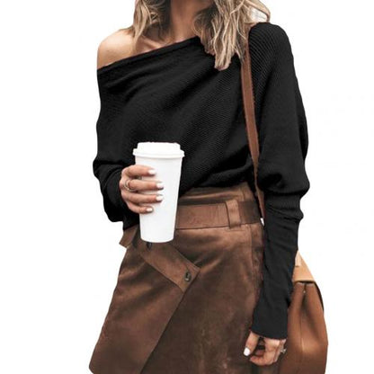 Trendy Knitted Off-Shoulder Women's Sweater - Sophie