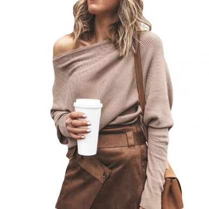 Trendy Knitted Off-Shoulder Women's Sweater - Sophie