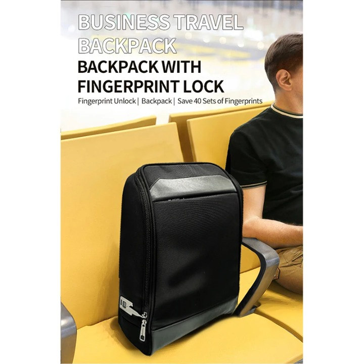 Business travel backpack with smart fingerprint lock – anti-theft USB charging design