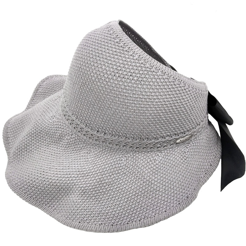 Trendy summer straw sun hat with ponytail opening - SonnenSchwung