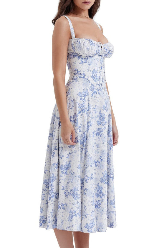 Floral Maxi Dress with Waist Definition - Fleur