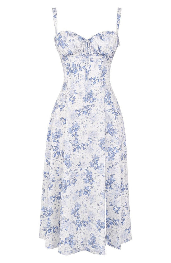 Floral Maxi Dress with Waist Definition - Fleur