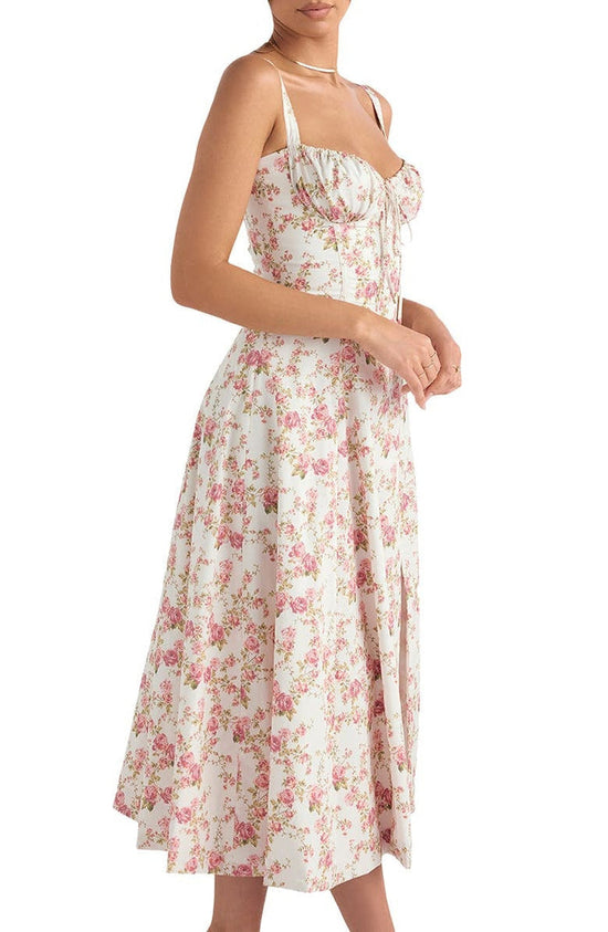 Floral Maxi Dress with Waist Definition - Fleur