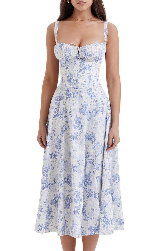 Floral Maxi Dress with Waist Definition - Fleur