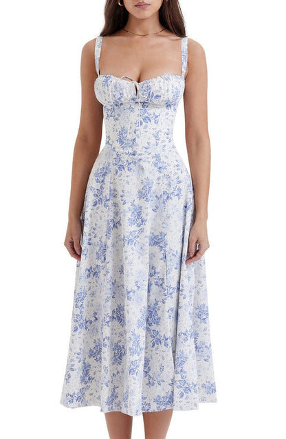 Floral Maxi Dress with Waist Definition - Fleur