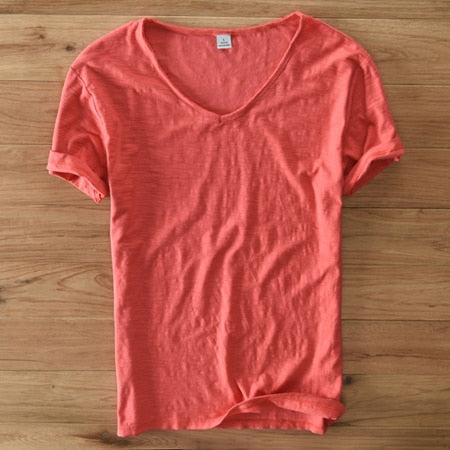 Men's V-Neck Linen Shirt – Luca