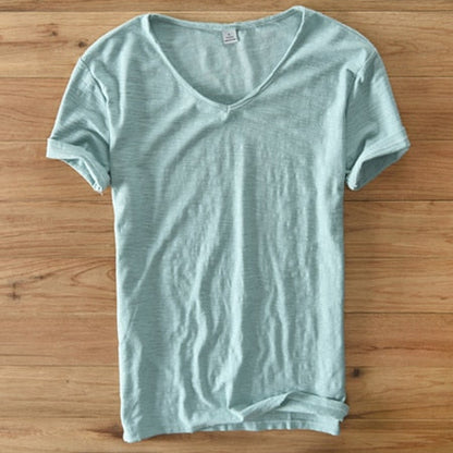 Men's V-Neck Linen Shirt – Luca