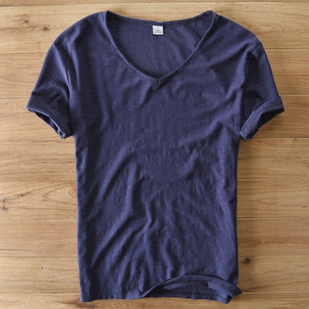 Men's V-Neck Linen Shirt – Luca