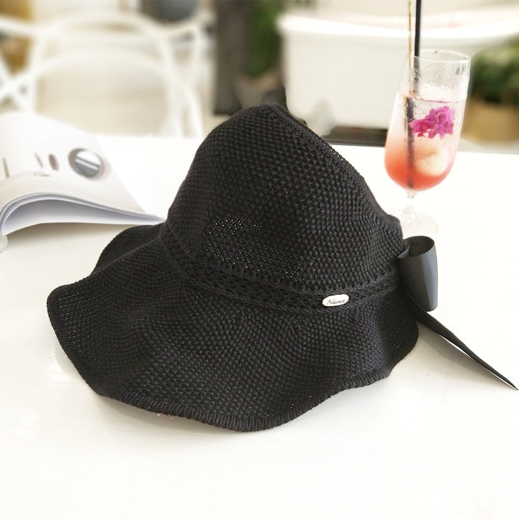 Trendy summer straw sun hat with ponytail opening - SonnenSchwung