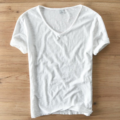 Men's V-Neck Linen Shirt – Luca