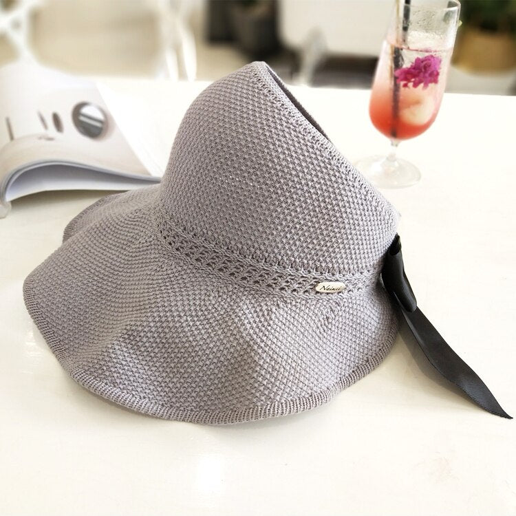 Trendy summer straw sun hat with ponytail opening - SonnenSchwung
