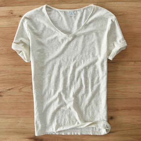 Men's V-Neck Linen Shirt – Luca