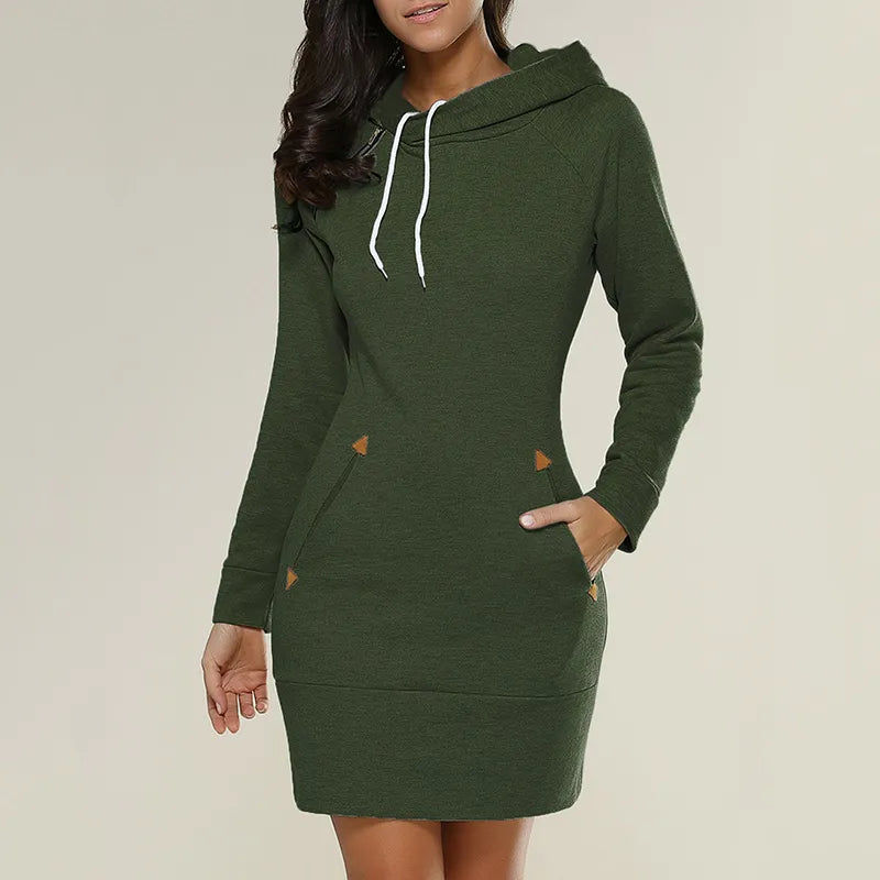Hooded sweatshirt dress with pockets – Isabella