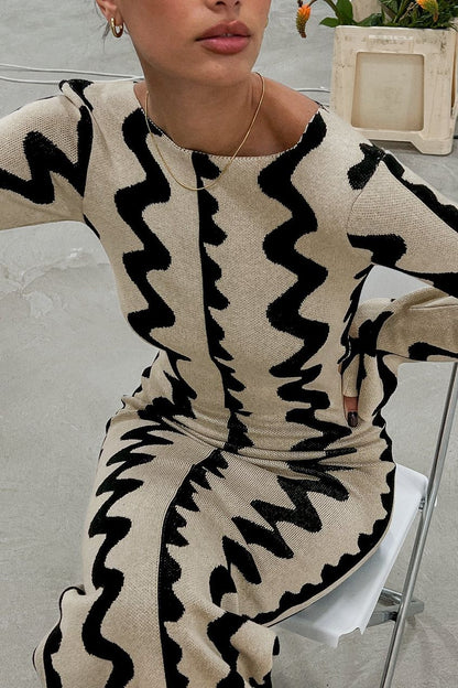 Knitted dress with wave pattern – Autumn Magic Mirae